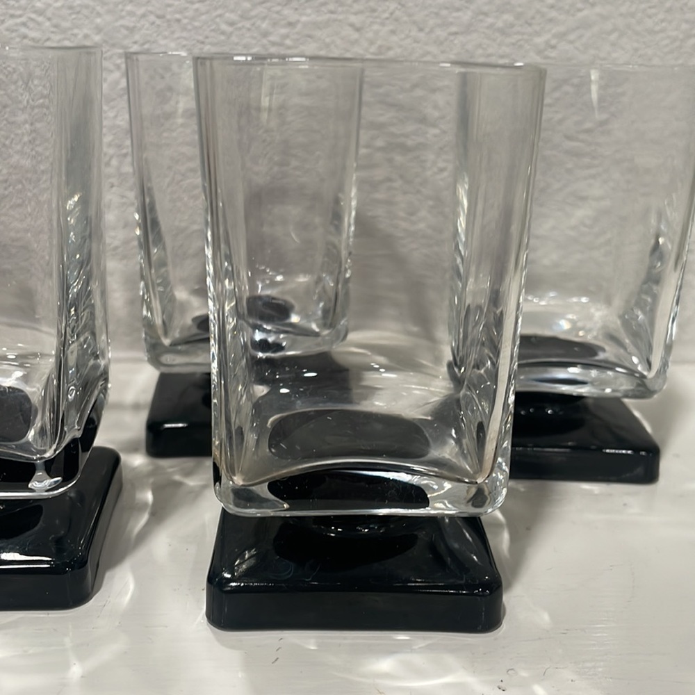 Vintage Disaronno (4) black square pedestal cocktail‎ glasses